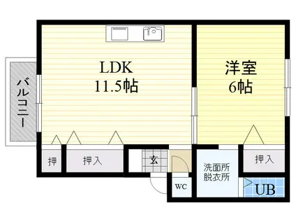タウンコートM(1LDK/2階)の間取り写真