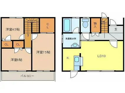 コンコース長嶺(3LDK/1階)の間取り写真