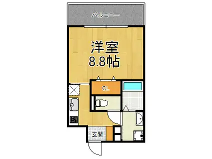 ペルスネージュ岡田(1K/3階)の間取り写真