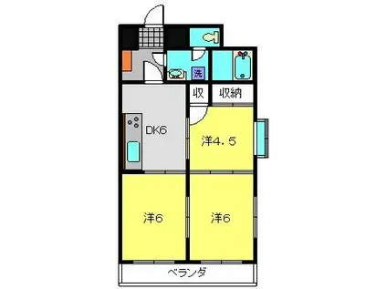月田マンション(3DK/8階)の間取り写真
