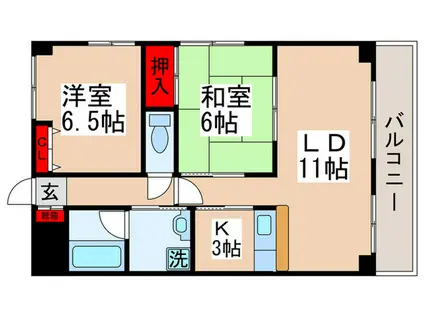 ハイツ末広(2LDK/1階)の間取り写真