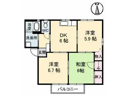 サニープレース上平良(3DK/1階)の間取り写真