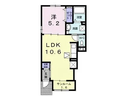 ル・グラン高松I(1LDK/1階)の間取り写真