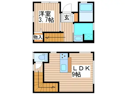 ハピネスライフ(1LDK/1階)の間取り写真