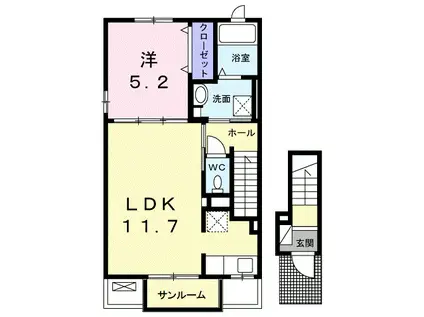 リンダカーサ(1LDK/2階)の間取り写真
