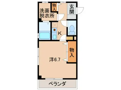 グランディールK・CM(1K/2階)の間取り写真