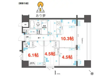 ZOOM横浜SQUARE(3LDK/7階)の間取り写真