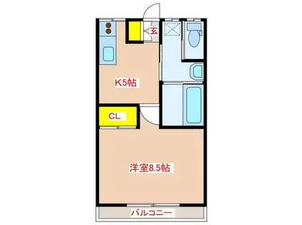 コーポサカエ シングルハウスII(1DK/2階)の間取り写真