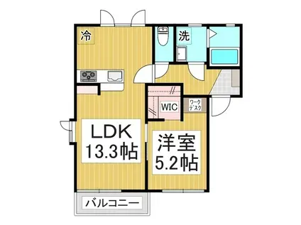 ベルメゾン稲里 B(1LDK/2階)の間取り写真