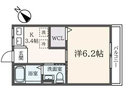 シティハイムグランツ(1K/2階)の間取り写真