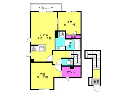 シャーメゾン雅(2LDK/2階)の間取り写真