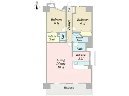 プロシード新瑞橋(2LDK/6階)の間取り写真