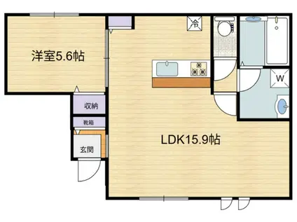 エルシオン狛江(1LDK/1階)の間取り写真