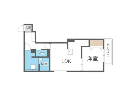 LA VITA COMODO SAPPORO(1LDK/2階)の間取り写真