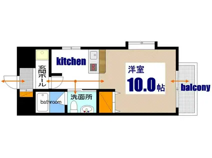 FKJ十日市(ワンルーム/4階)の間取り写真