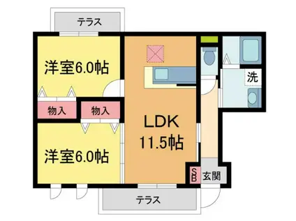 VIENTO I(2LDK/1階)の間取り写真