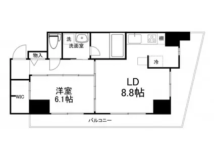 カスタリアタワー肥後橋(1LDK/10階)の間取り写真