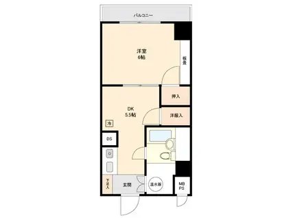 ドルミ錦糸町大興ビル(1DK/3階)の間取り写真