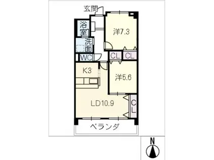 エスタブーレローマ(2LDK/1階)の間取り写真