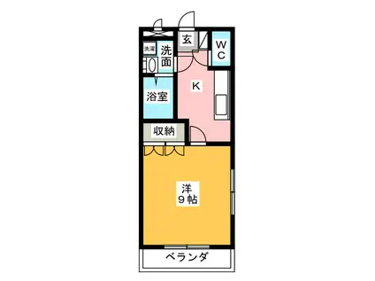 ウオッカ(1K/1階)の間取り写真