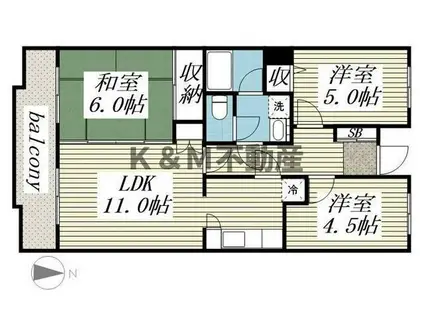 ガーデンフォレスト柏の葉キャンパス(3LDK/1階)の間取り写真
