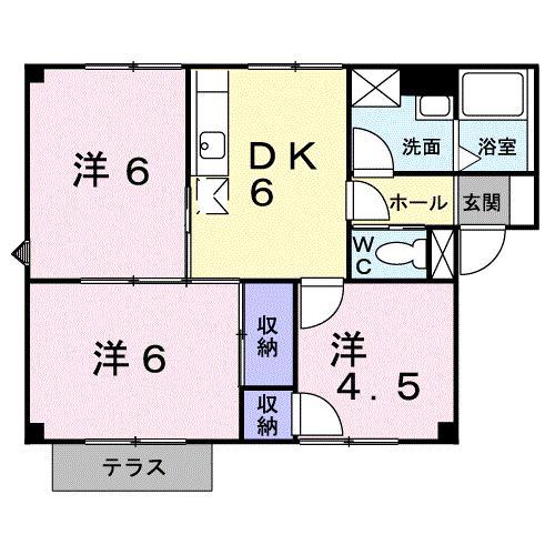 ロイヤルヒルズ(3DK/1階)の間取り写真