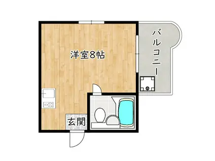 ベルフラワー(ワンルーム/1階)の間取り写真