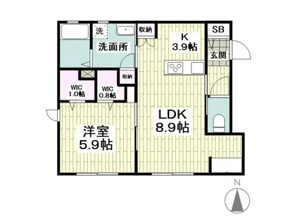 メゾンK(1LDK/1階)の間取り写真