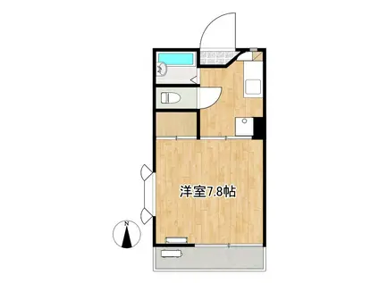 ボーンノザキB(1K/1階)の間取り写真