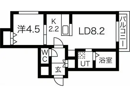 スリーナインXY(1LDK/4階)の間取り写真