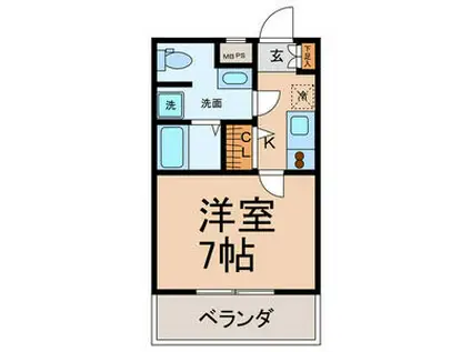 CREA児玉(1K/1階)の間取り写真