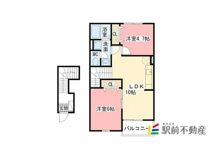 サンイーストB(2LDK/2階)の間取り写真