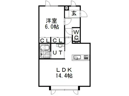 セレーノII(1LDK/1階)の間取り写真