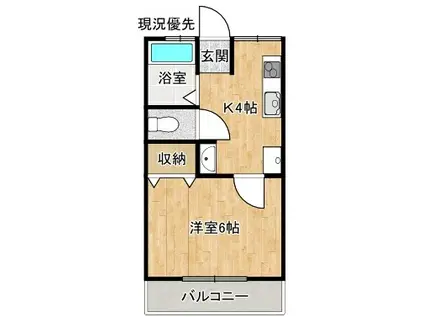 WALNUT北堀A(1K/3階)の間取り写真