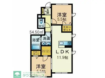 HALEMAHALO A(2LDK/1階)の間取り写真