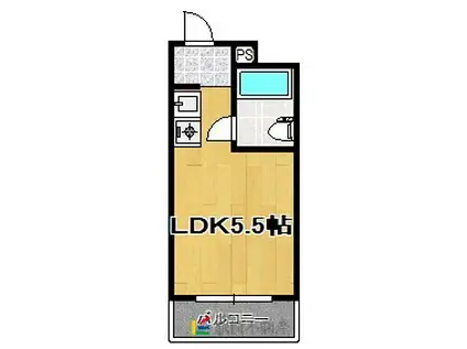 柿園ハイツ(ワンルーム/5階)の間取り写真