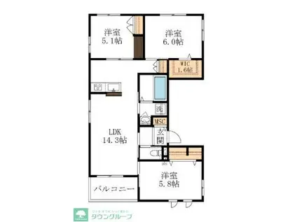 ENCHANTE 武蔵中原(3LDK/2階)の間取り写真