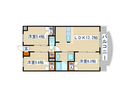 クリアフォレスト(3LDK/4階)の間取り写真
