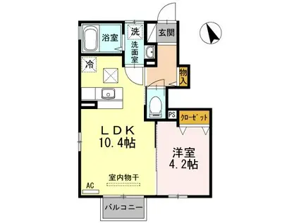 フィオーレ(1LDK/1階)の間取り写真