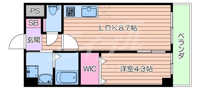 アンフィニXVIII吹田昭和町(1LDK/4階)の間取り写真