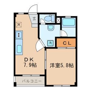 ワンピース(1DK/2階)の間取り写真