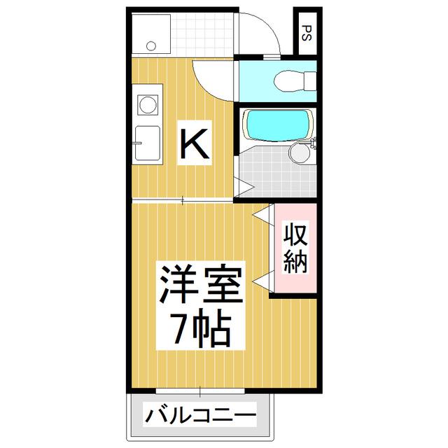 グローリーハイツA/B(1K/1階)の間取り写真