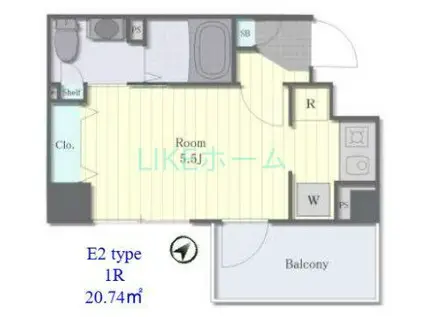 グランカーサ市川国府台(1K/11階)の間取り写真