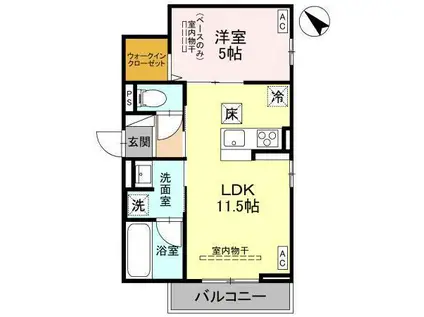 グレイスフルN(1LDK/1階)の間取り写真