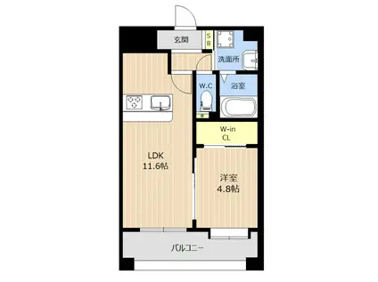 LIBTH熊本駅南(1LDK/11階)の間取り写真