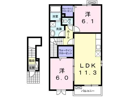 グレイス・E II(2LDK/2階)の間取り写真