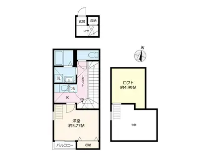 パームツリー金町(1K/2階)の間取り写真