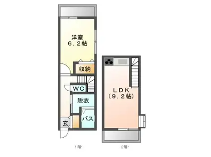 グランドハイツ大牟田駅南(1LDK/1階)の間取り写真