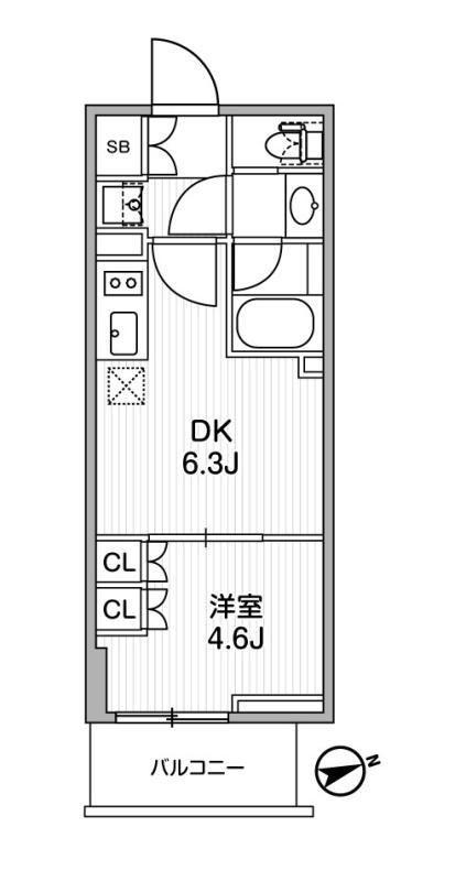 ディームス蔵前RESIDENCE(1DK/4階)の間取り写真