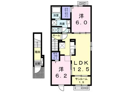 ウェスタン・ヴィラ(2LDK/2階)の間取り写真